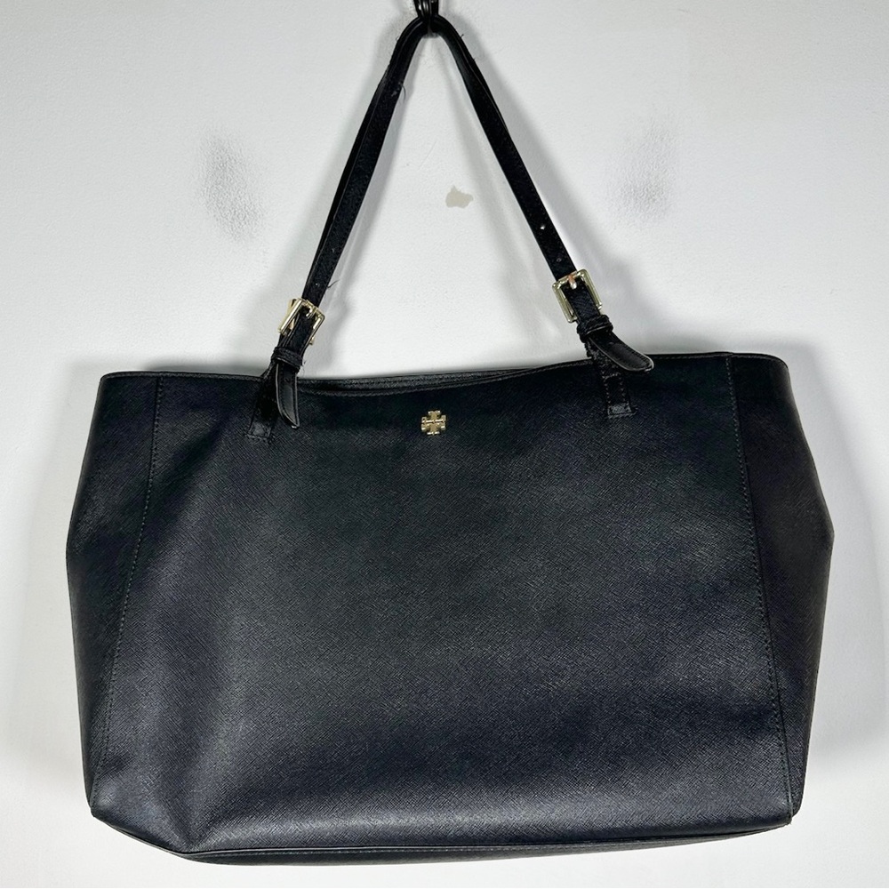 Tory Burch Black Saffiano Leather York Tote Bag Purse - Picture 1 of 12
